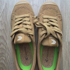 NEW! CARIUMA ALL CAMEL EMRBOIDERED SUEDE SHOES - WOMEN'S  SIZE 7.5 - MEN SIZE 6